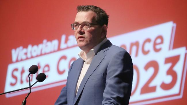 Premier Daniel Andrews speaks at at the Victorian Labor Party conference at Moonee Valley racecourse last weekend. Picture: NCA NewsWire / David Crosling