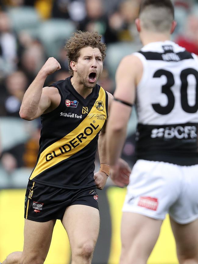 Matthew Snook celebrates a goal. Picture SARAH REED