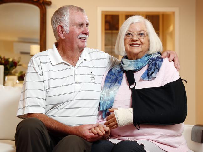 Cheryl Ferguson healing at home with husband Barry. Picture: Sam Ruttyn