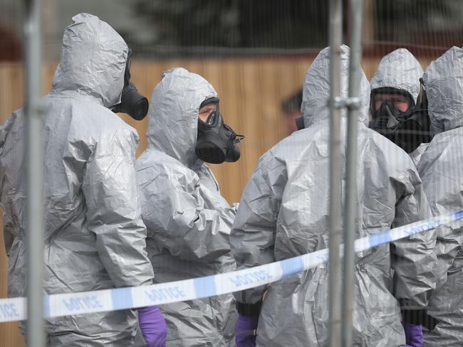 Forensic teams work at an address in Gillingham, Dorset as they remove a recovery truck used following the Salisbury nerve agent attack. Picture: Getty