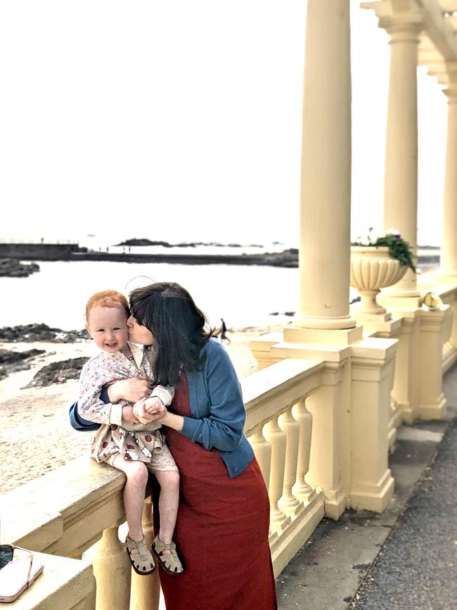 The author with her daughter, Evie, then 2, in Portugal in July. Picture: Supplied