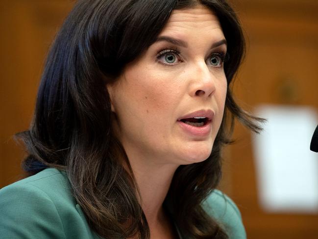 US Correspondent for Seven News Australia Amelia Brace is seen during a House Natural Resources Committee hearing on "The US Park Police Attack on Peaceful Protesters at Lafayette Square", on Capitol Hill in Washington, DC, on June 29, 2020. (Photo by Bonnie Cash / POOL / AFP)