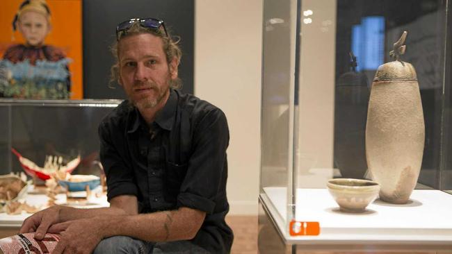 PRIZE WINNER: Agnes Water artist Tobias De Maine with his Bayton Award winning piece Death and Devotion: urn with bowl. Picture: Rockhampton Art Gallery