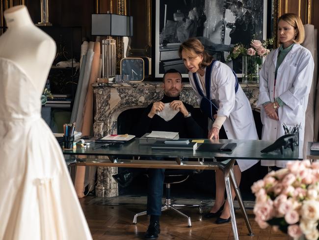 Olivier Kahn, Nathalie Baye and Pascale Arbillot in Haute Couture. Picture: Roger Do Minh