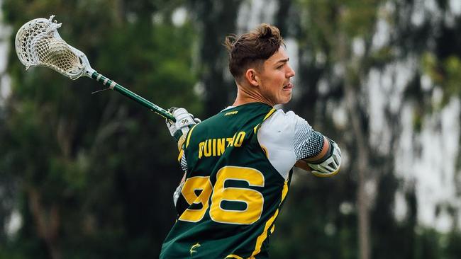 Lucas Parsons-Quintiao in action. Picture: Australian Lacrosse Network and Lacrosse Victoria.