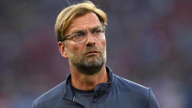 Liverpool’s German headcoach Juergen Klopp is pictured during the final Audi Cup football match between Atletico Madrid and FC Liverpool in the stadium in Munich, southern Germany, on August 2, 2017.  / AFP PHOTO / Christof STACHE