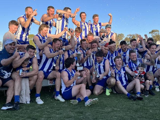 Ultima celebrates the premiership in Golden Rivers. Picture: Golden Rivers Football League.