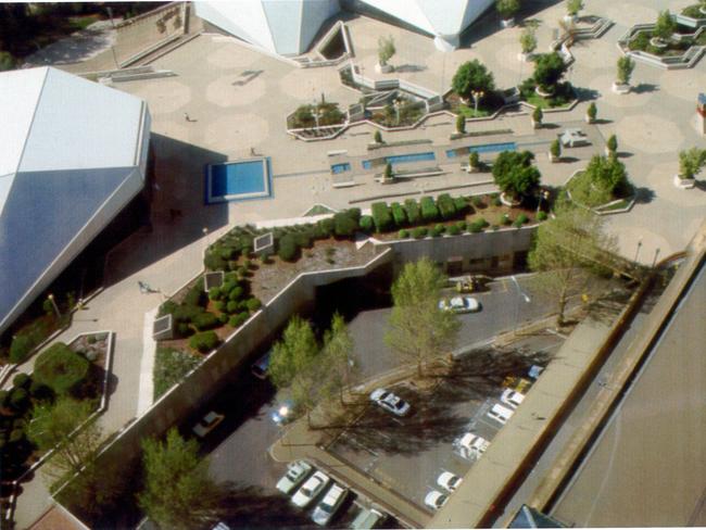 An older aerial view of Adelaide Festival Centre precinct.