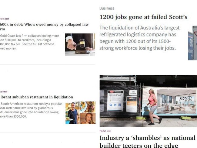 Company collapses made headlines across the country today.