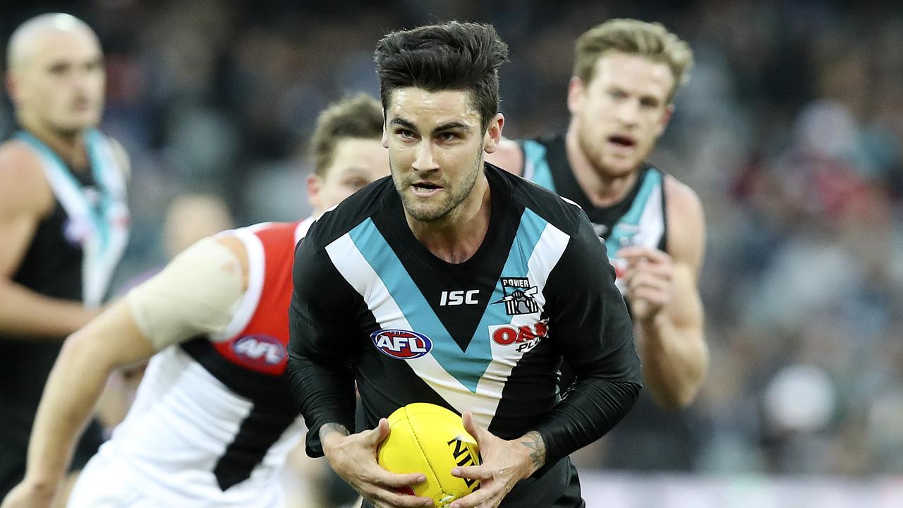 Power star Chad Wingard has met with his manager in Melbourne. Picture: Sarah Reed