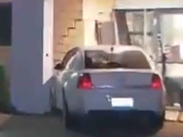 A man is on the run after crashing his car into a southern suburbs child care centre on Tuesday night. Picture: 10 News First Adelaide