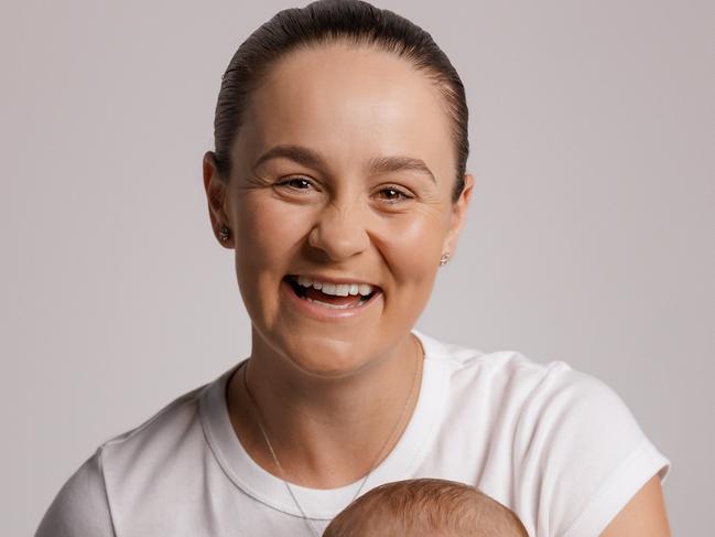 Ash Barty and her son Hayden are the faces of this year's BONDS Baby Search. Picture: Nic Morley/Supplied