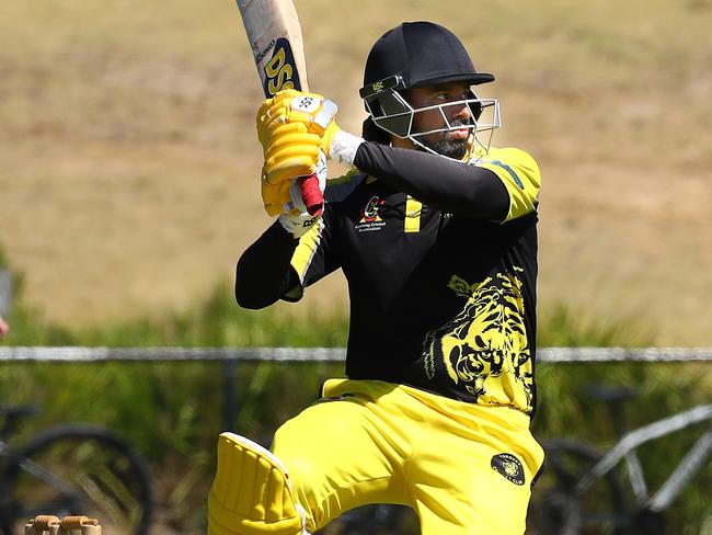 Battle of the Bridge cricket match between Jan Juc and Torquay saw Torquay batsman Gurpreet Singh make 89 runs. Picture: Alison Wynd