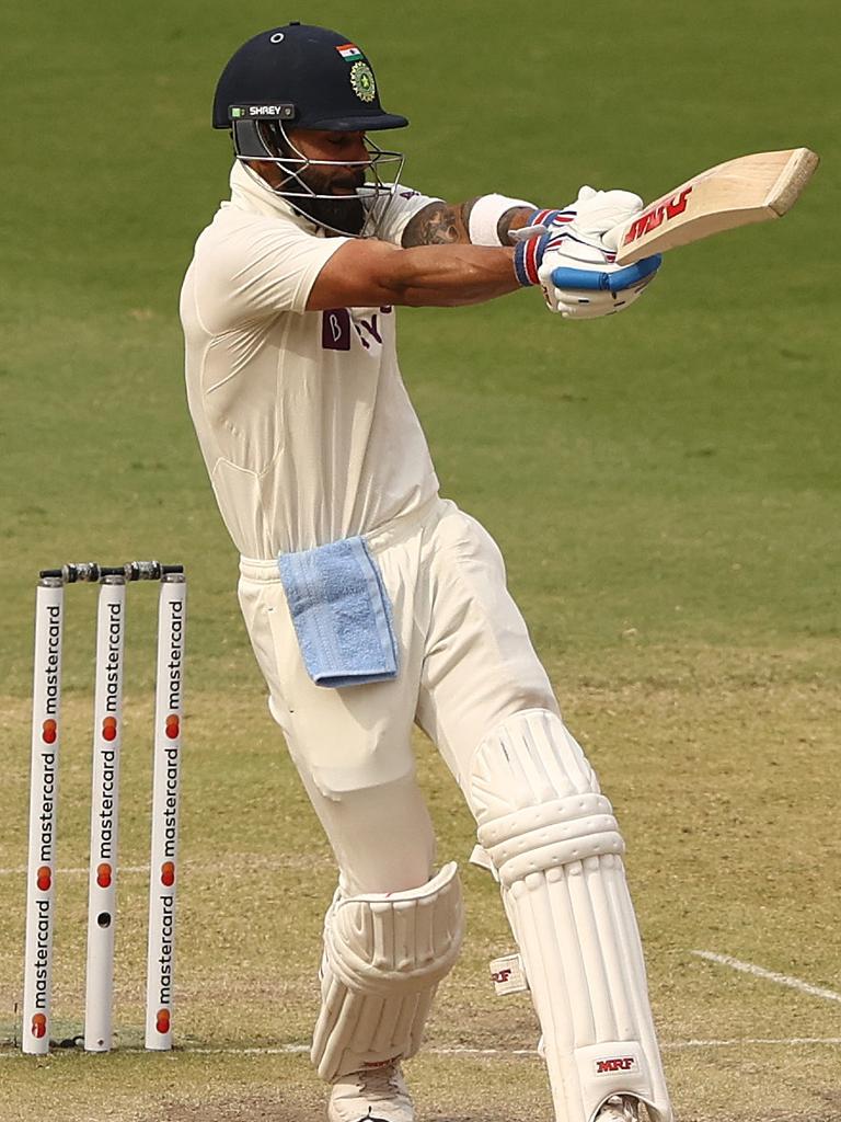 Virat Kohli hits out late in the India innings. Picture: Getty Images