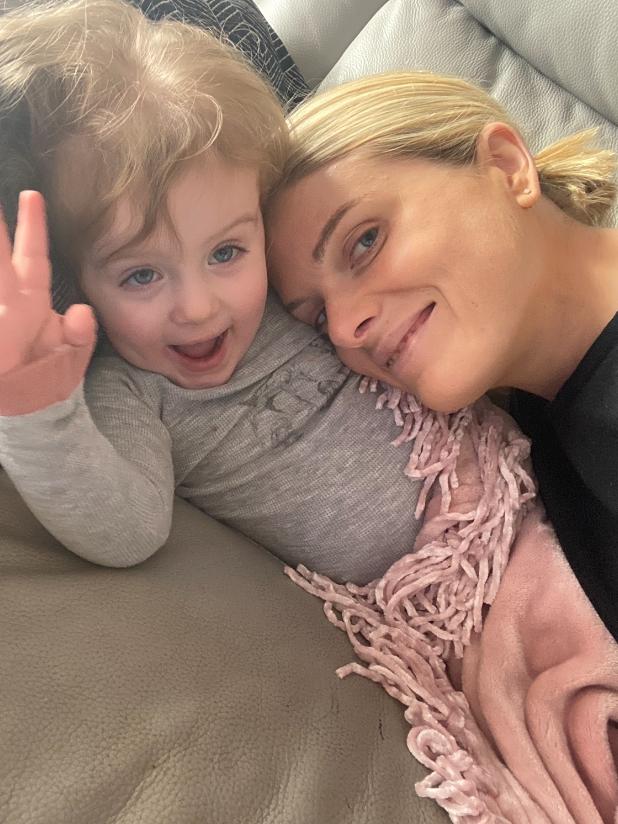 Erin Molan with Eliza at home.