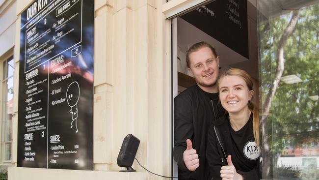 KIK Coffee employees Matthew Hojem and Jasmine Wood at the old Royal Adelaide Hospital cafe. Picture: Craig Arnold