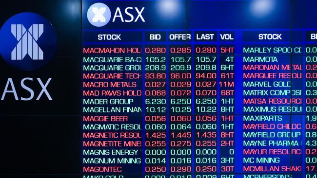 The digital boards at the Australian Stock Exchange at the ASX in Sydney, pictured in 2024. Picture: NewsWire/Gaye Gerard