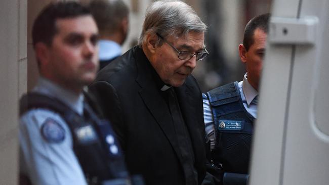 Cardinal George Pell leaving the Supreme Court of Victoria in Melbourne. Picture: AAP/Erik Anderson