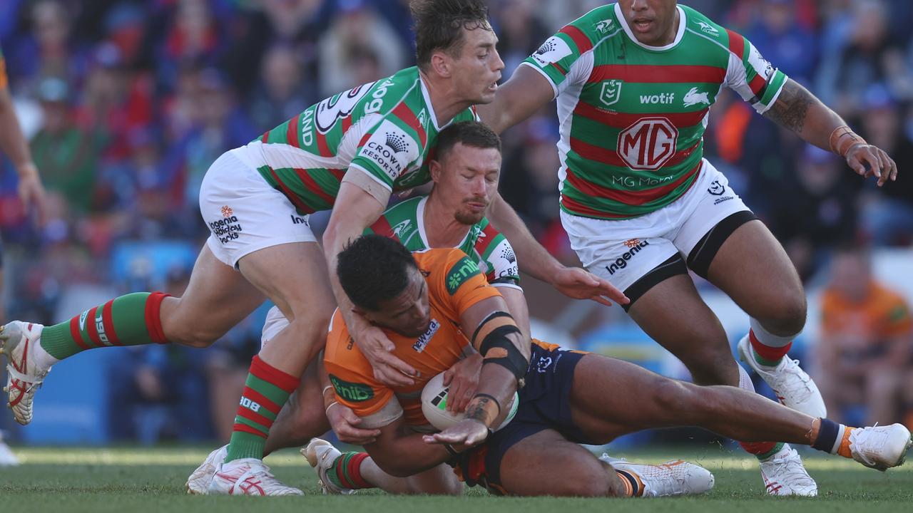 Daniel Saifiti scored a crucial try on the eighth tackle. Picture: Getty