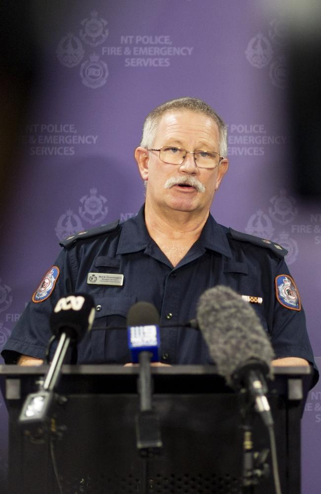 Northern Command operations manager Mark Cunnington updates the public on the risk of a tropical cyclone in the Top End. Picture: Floss Adams