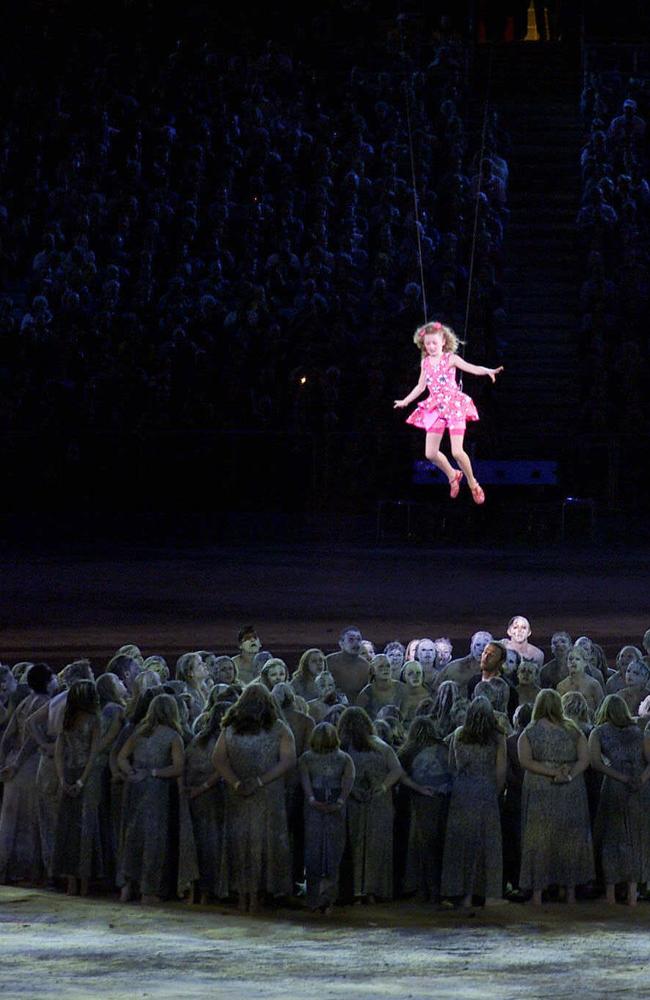 Nikki Webster during the Sydney Olympic Games opening ceremony at Stadium Australia, Homebush. Picture: Craig Borrow