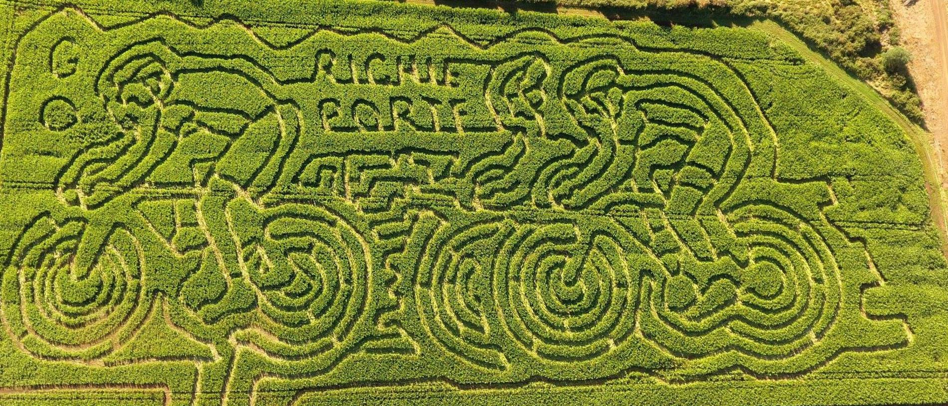 Richie Porte's image on his bike has been carved into the maze. Picture: Facebook