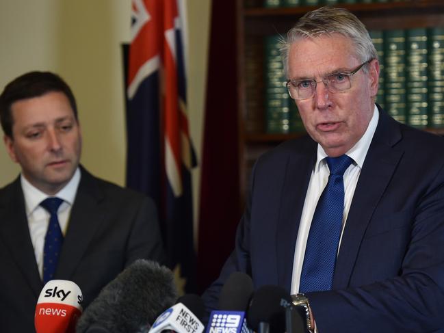 MELBOURNE, AUSTRALIA - NewsWire Photos AUGUST 30TH, 2022: Leader of the Nationals Peter Walsh, speaks at a press conference at Parliament House, with Leader of the Opposition Matthew Guy and Shadow Minister for Health Georgie Crozier, in Melbourne. Picture: NCA NewsWire / Nicki Connolly