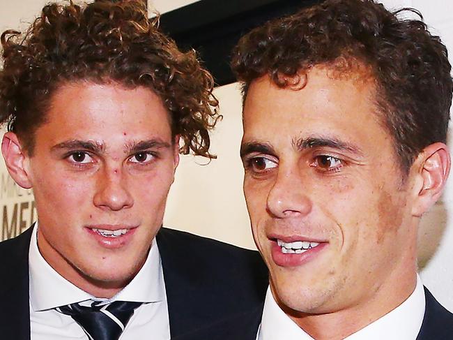 MELBOURNE, AUSTRALIA - MAY 15:  Charlie Curnow of the Carlton Blues leave after their AFL Tribunal Hearing into intentional contact with an umpire at AFL House on May 15, 2018 in Melbourne, Australia.  (Photo by Michael Dodge/Getty Images)