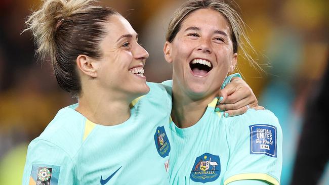 Katrina Gorry (left) has joined Matildas midfield partner Kyra Cooney-Cross in England after signing with West Ham. Picture: Mark Stewart