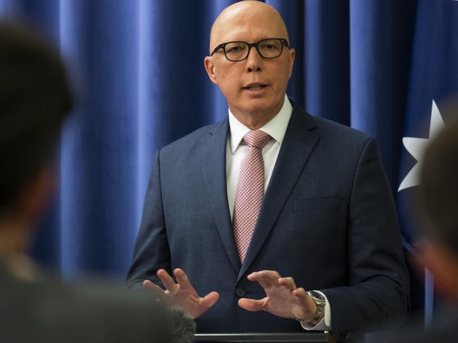 Peter Dutton has tried to soften his personal image after becoming Opposition Leader. Picture: NCA NewsWire / Martin Ollman