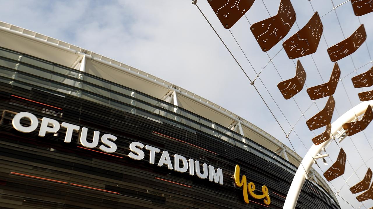 Optus Stadium has locked out fans before. Photo by Dylan Burns/AFL Photos via Getty Images