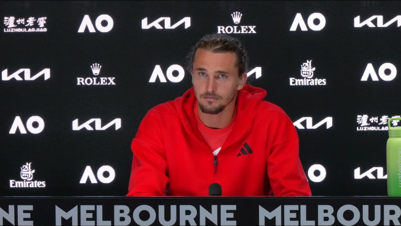 Alexander Zverev was forced to address the interruption in his post-match press conference. Picture Australian Open YouTube