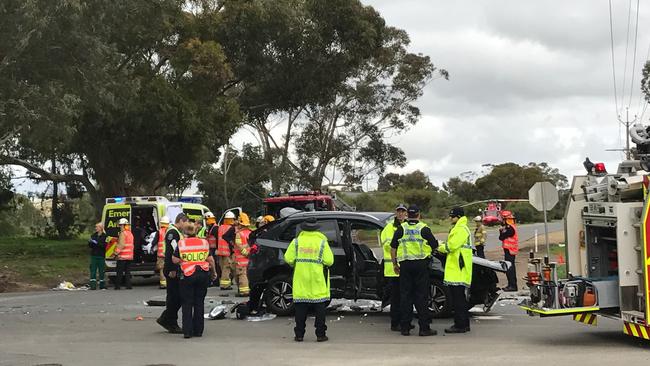 The crash scene in Davoren Park. Picture Nathan Davies