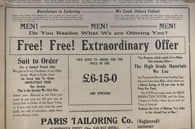 A tailoring company. Gold Coast Bulletin advertising, 1930,