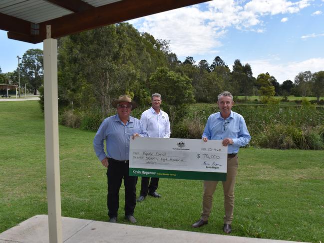 Page MP Kevin Hogan, Kyogle deputy mayor John Burley and general manager Graham Kennett