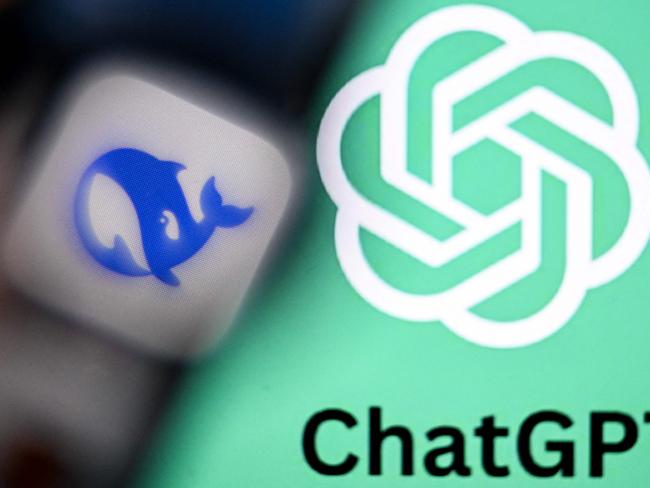 A photo taken on April 1, 2025 shows the GPT chat logo on a laptop screen (R) next to the logo of Deepseek AI application on a smartphone screen in Frankfurt am Main, western Germany. (Photo by Kirill KUDRYAVTSEV / AFP)
