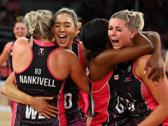 The elation from Adelaide players after their first Super Netball grand final win in a decade was a highlight of the season. Picture: Graham Denholm/Getty Images