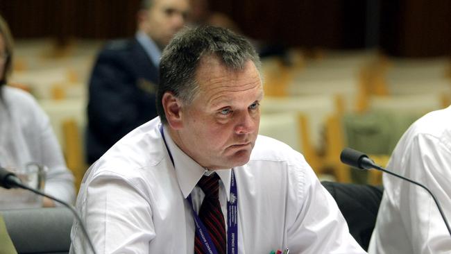 Dr Stephen Gumley, CEO of Defence Material Organisation in a Defence Senate Committee, Parliament House in Canberra.