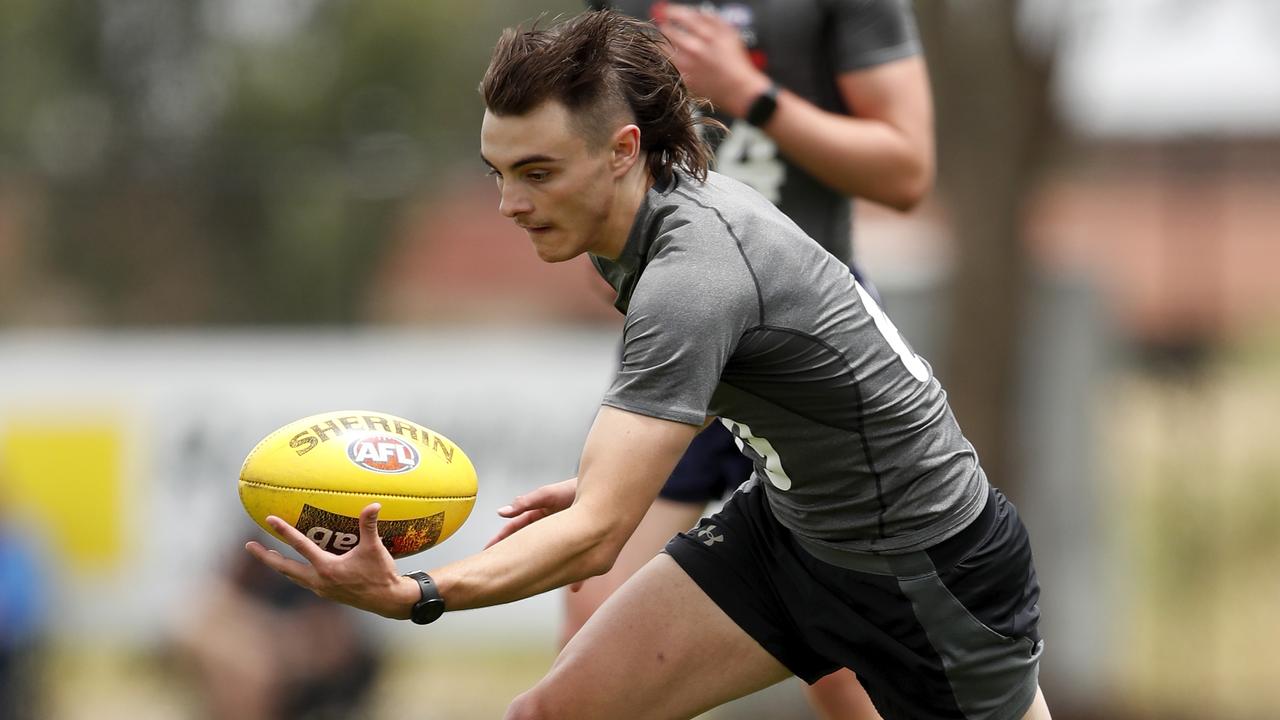 Seamus Mitchell in action at a draft training day. Picture: Dylan Burns/AFL Photos via Getty Images