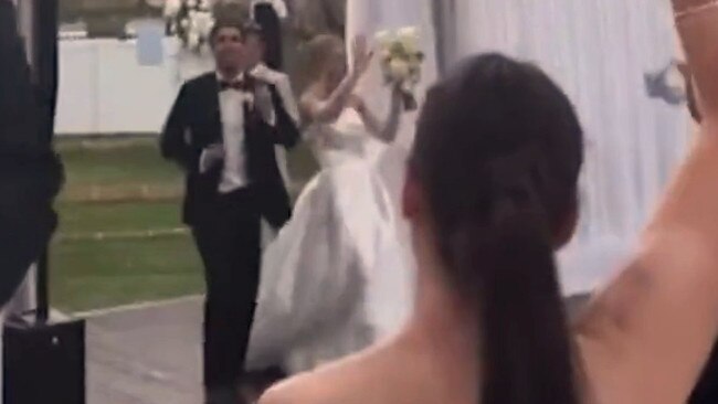 Andrew Gaff's wedding to Emma van Woerden. Photo: 9News