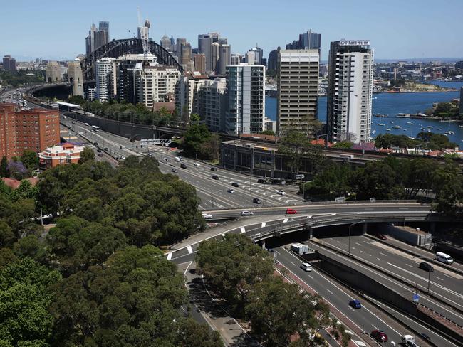 The view of the Warringah Fwy from the Bayer Building. Picture: Virginia Young