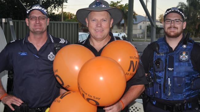 Sgt Gregory, Craig Shepherd and Shane MacGregor at Bowen’s ‘Reclaim the Night’ march in 2016.