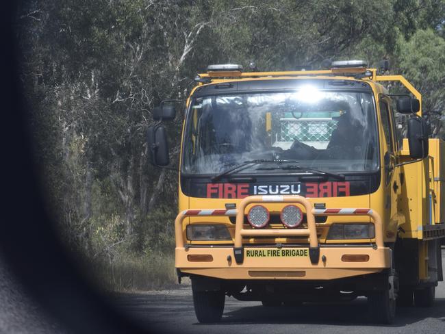 Fraser Coast Rural Fire Service trucks respond to a fire at Sunshine Acres. Photo: Stuart Fast