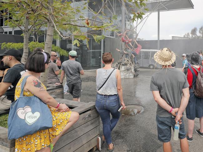 Onlookers watch performance artists at Mona during Mona Foma . Picture: PATRICK GEE