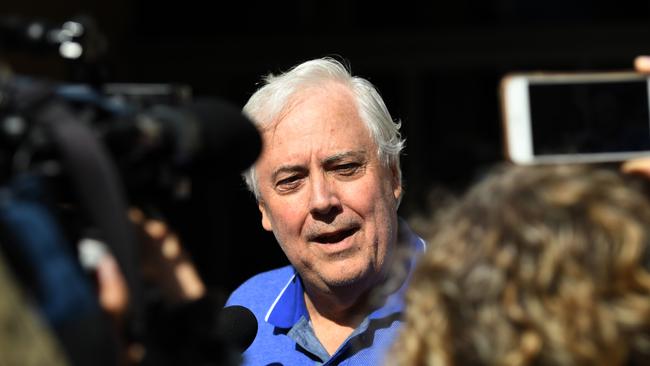 Businessman and former federal MP Clive Palmer speaks to the media as he leaves the Federal Court in Brisbane, Wednesday, May 17, 2017. Mr Palmer faced another round of questioning by liquidators for his failed Queensland Nickel company that collapsed in early 2016, with creditors owed about $300 million and leaving almost 800 refinery workers without jobs. Photo: AAP Image/Dan Peled