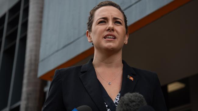 Leader of the Opposition, Lia Finocchiaro during a press conference she called after completing a radio interview with Mix 104.9. Picture: Pema Tamang Pakhrin