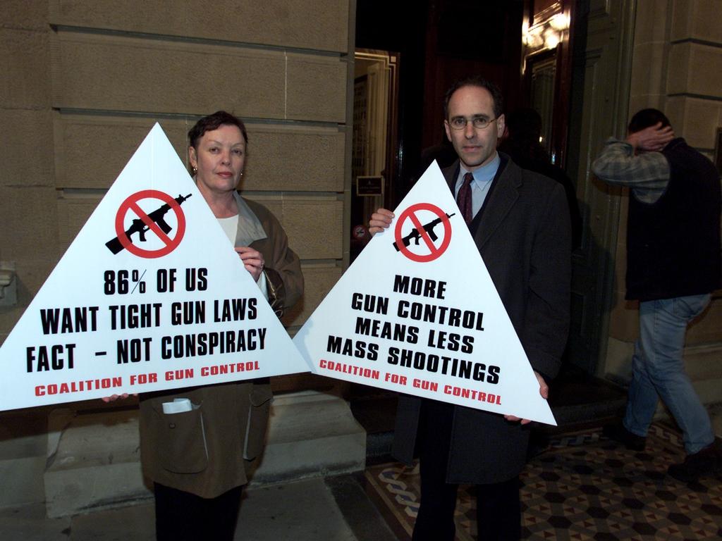 Roslyn Stoddart and Roland Browne outside a meeting in the Hobart Town Hall.