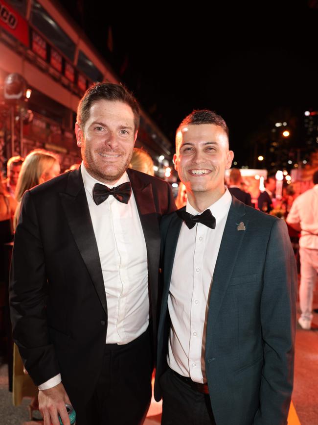 Scott Rollinson and Brayden Busuttil at the Supercars GC500 Party Under Palms on Pit Lane for Gold Coast at Large. Picture, Portia Large.
