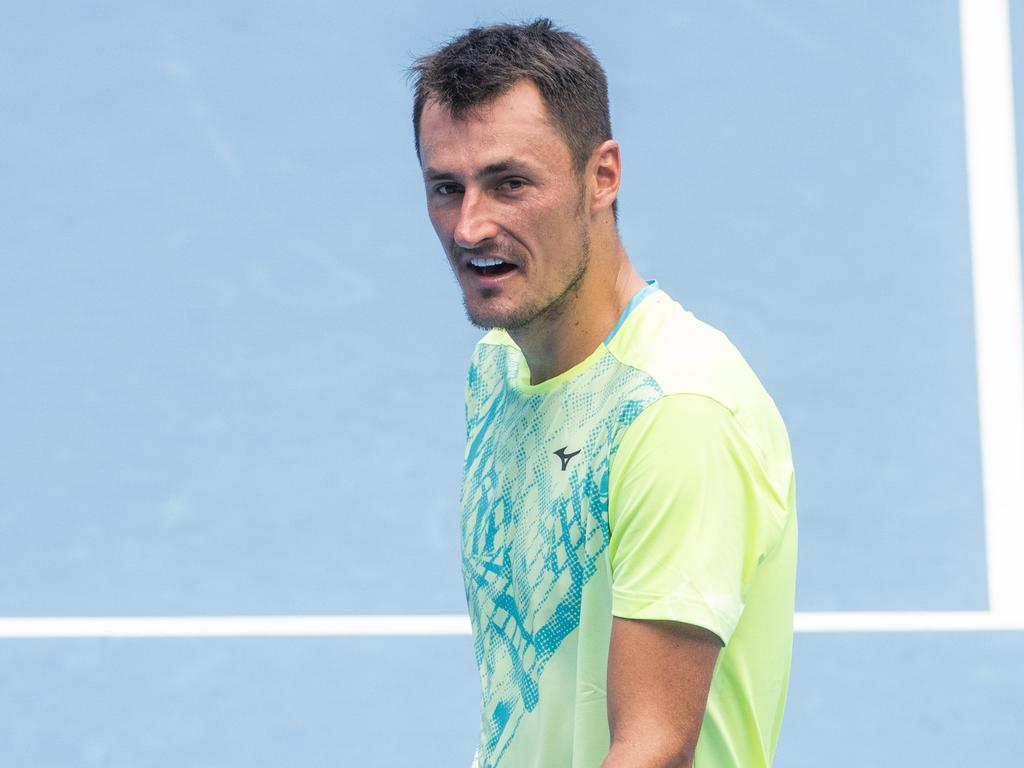 Tomic quickly crashed out of Australian Open qualifying. Picture: Tony Gough