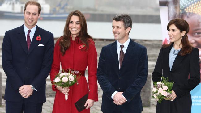 Prince William, Catherine Duchess of Cambridge, Crown Prince Frederik and Crown Princess Mary in Copenhagen in 2011. The British royal couple travelled to the Danish capital to support UNICEF's East Africa appeal. Picture: AP Photo/Steve Parsons/PA